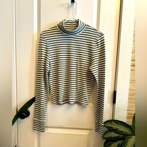 American Eagle Waffle Knit Striped Turtleneck Sz XL